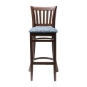 Manhattan Dark Walnut Bar Chair with Blue Diamond Padded Seat