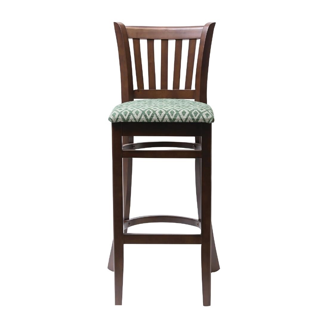 Manhattan Dark Walnut Bar Chair with Green Diamond Padded Seat