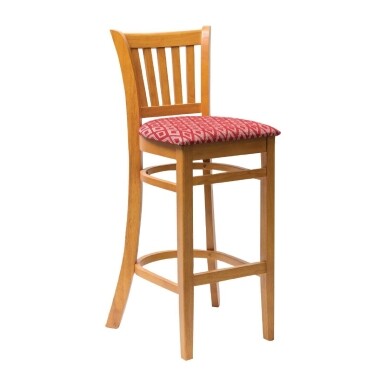 Manhattan Soft Oak Bar Chair with Red Diamond Padded Seat