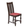 Mayfair Dark Wood High Back Dining Chair with Red Diamond Padded Seat (Pack of 2)