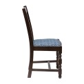 Mayfair Dark Wood High Back Dining Chair with Blue Diamond Padded Seat (Pack of 2)