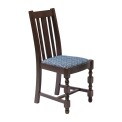 Mayfair Dark Wood High Back Dining Chair with Blue Diamond Padded Seat (Pack of 2)