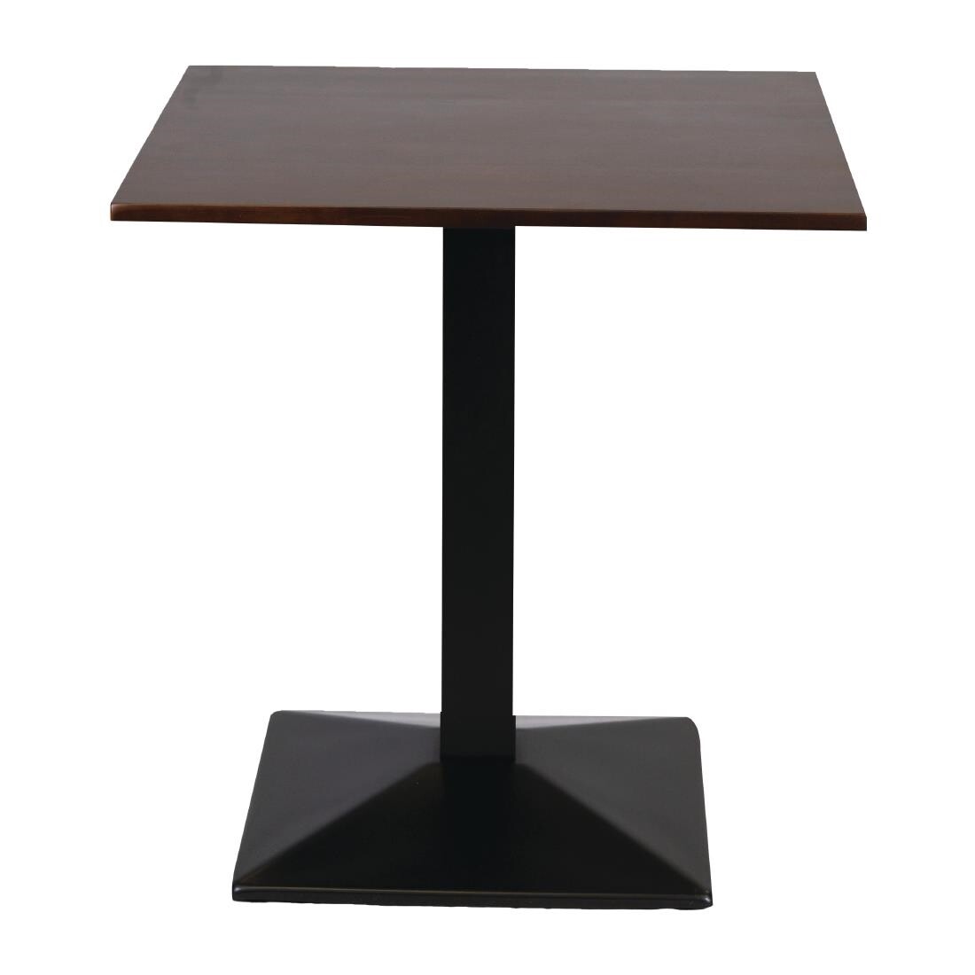 Turin Metal Base Pedestal Square Table with Dark Wood Top 700x700mm