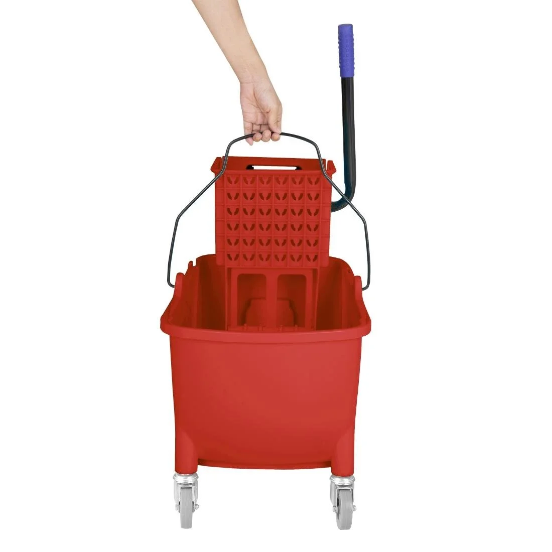 Jantex 25Ltr Mop Bucket with Foot Pedal Release Red - Image 6