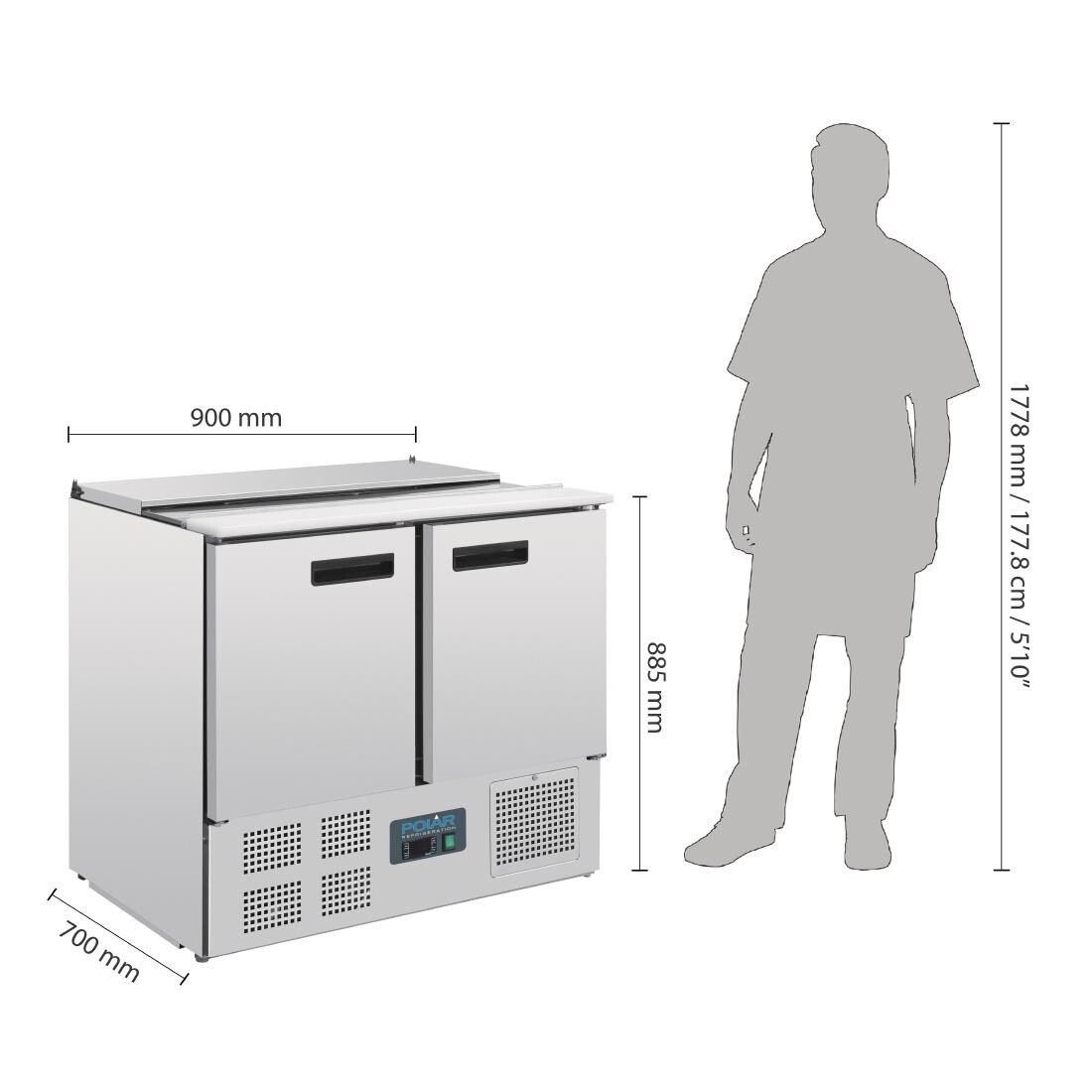 Polar Refrigerated Saladette Counter 240Ltr