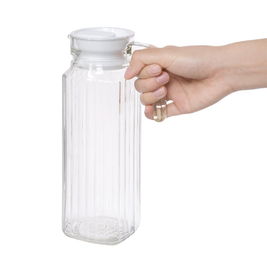 Olympia Ribbed Glass Jugs 1Ltr