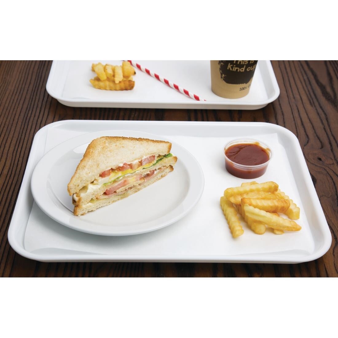 Kristallon Plastic Fast Food Tray White Small