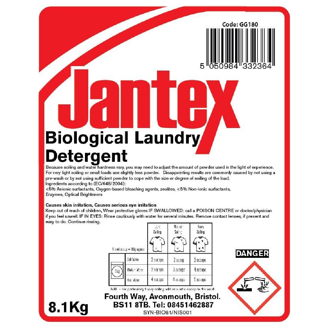 Jantex Biological Laundry Detergent 8.1kg