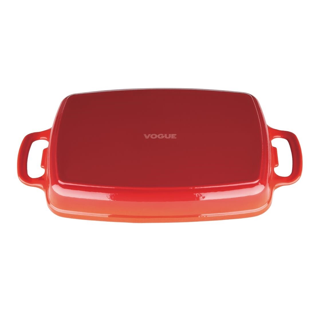 Vogue Red Rectangular Cast Iron Dish 1.8Ltr