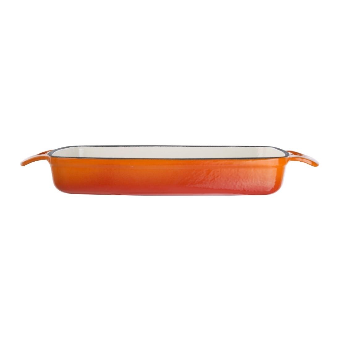 Vogue Orange Rectangular Cast Iron Dish 1.8Ltr