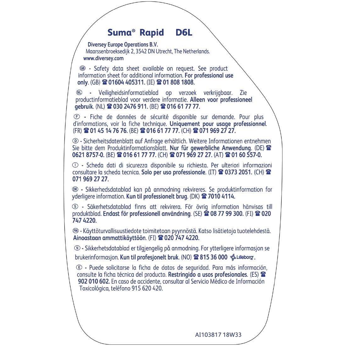 Suma Rapid D6L Multipurpose Glass Cleaner 750ml