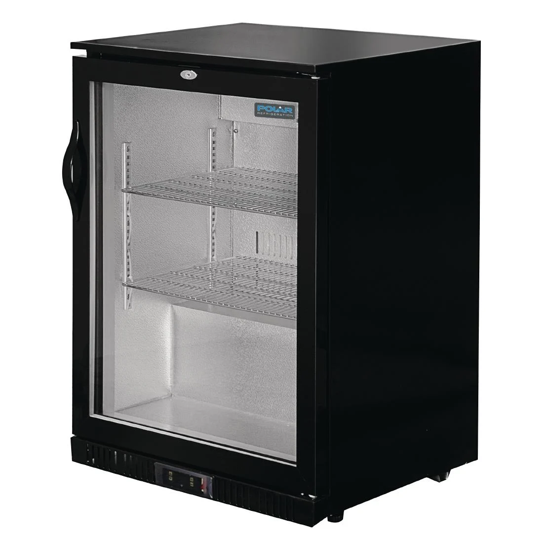 Polar Back Bar Cooler with Hinged Door in Black 138Ltr