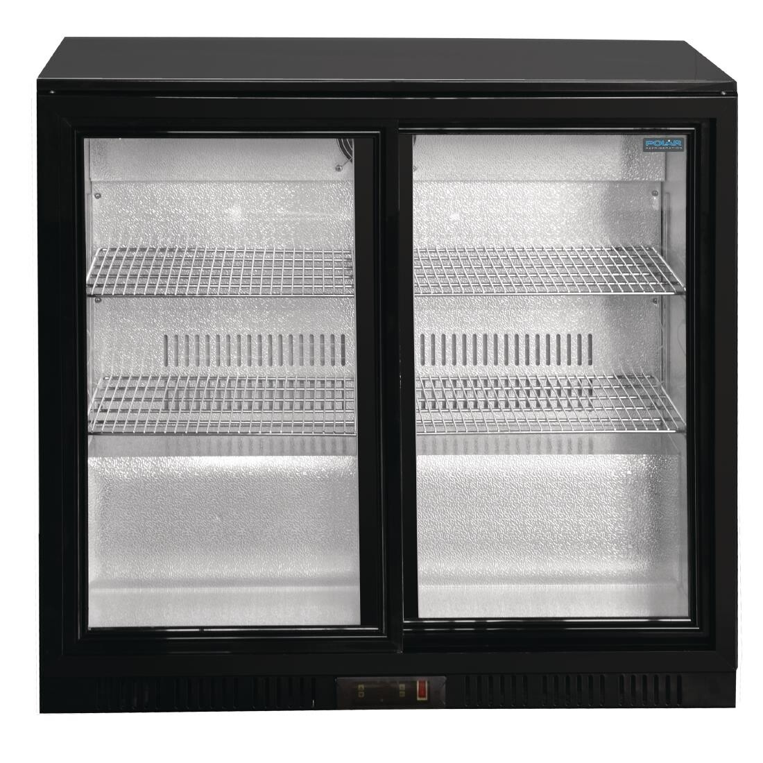 Polar Back Bar Cooler with Sliding Doors in Black 208Ltr