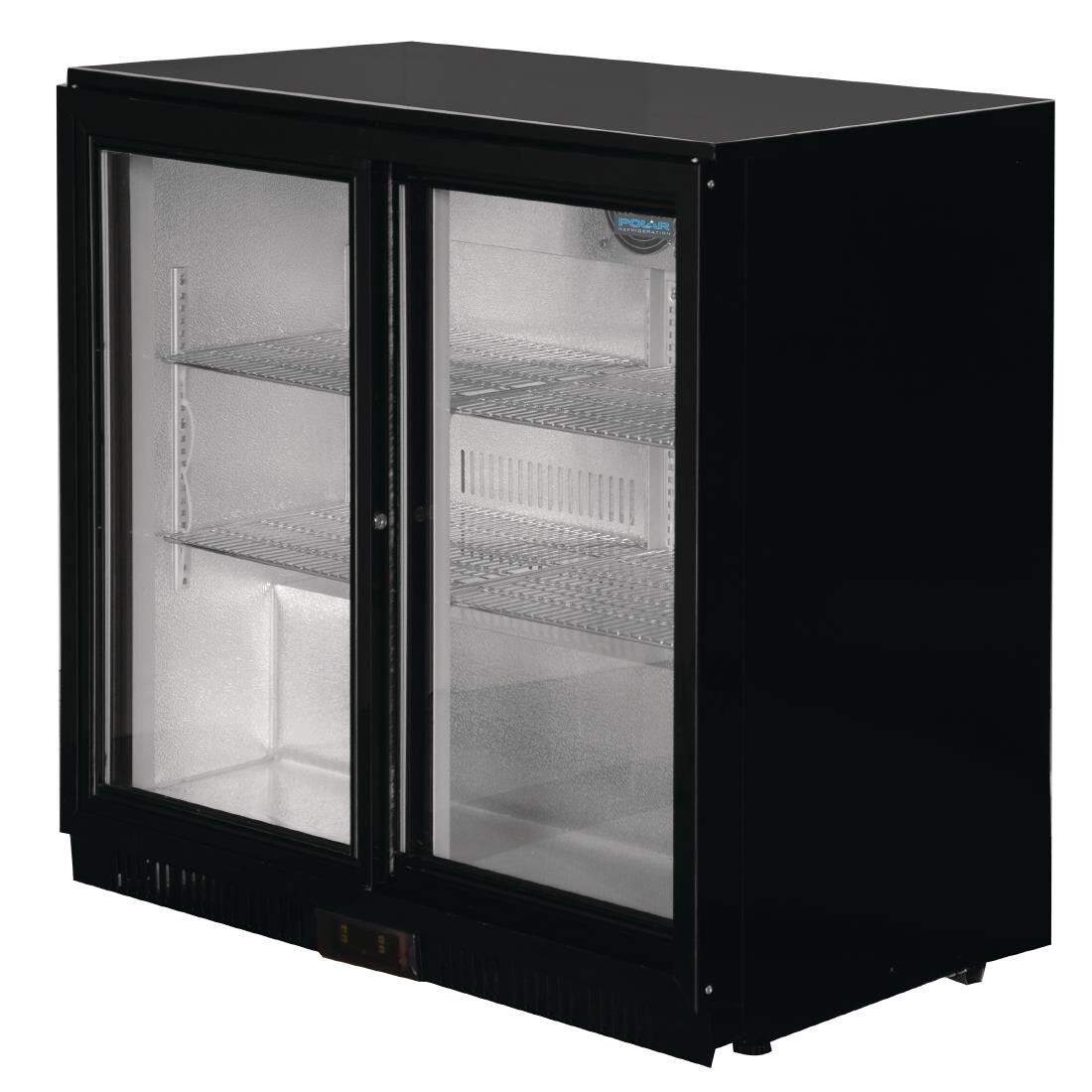 Polar Back Bar Cooler with Sliding Doors in Black 208Ltr
