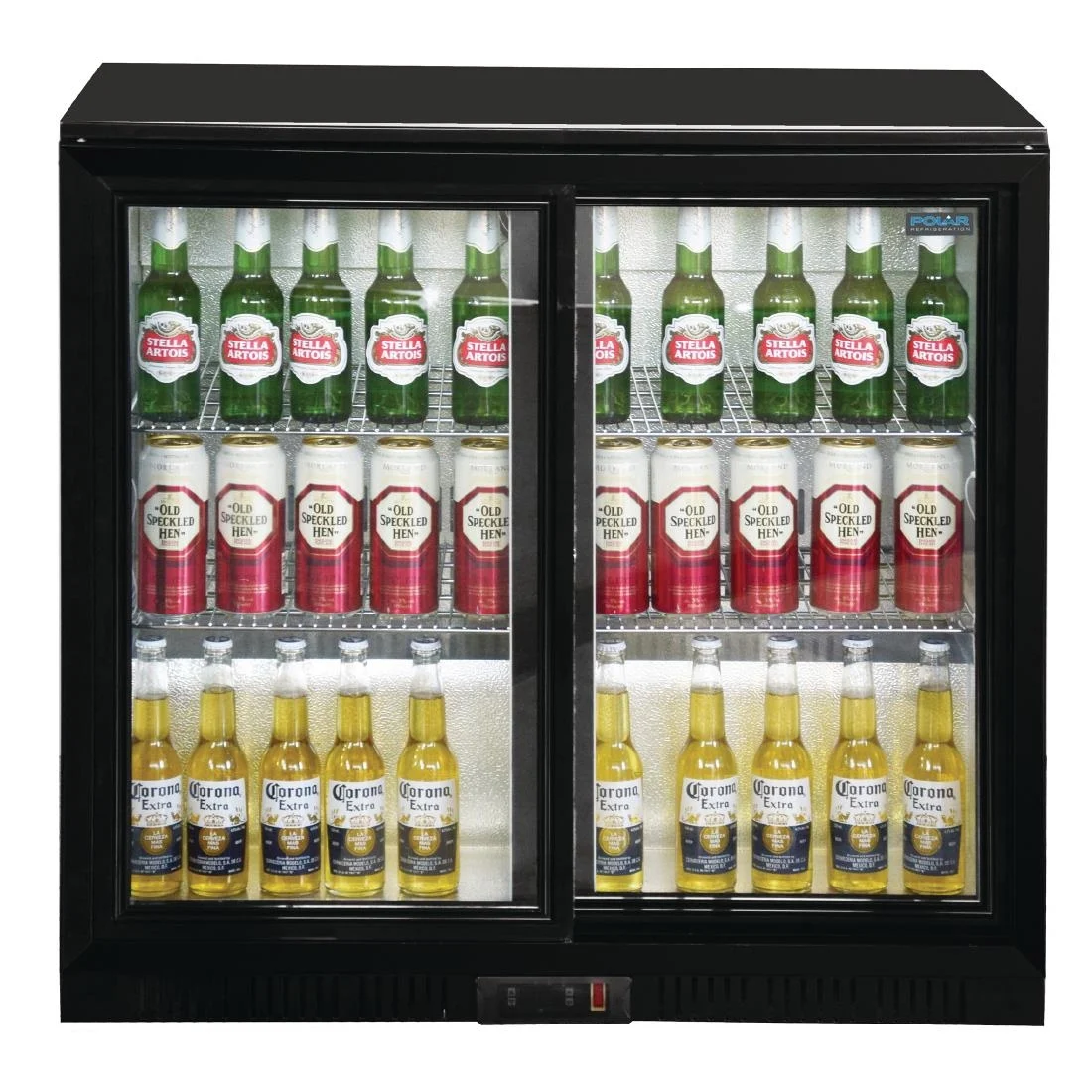 Polar Back Bar Cooler with Sliding Doors in Black 198Ltr