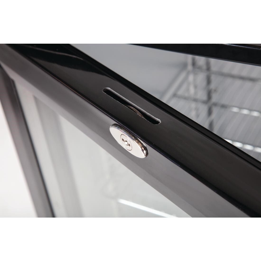 Polar Back Bar Cooler with Hinged Doors in Black 330Ltr