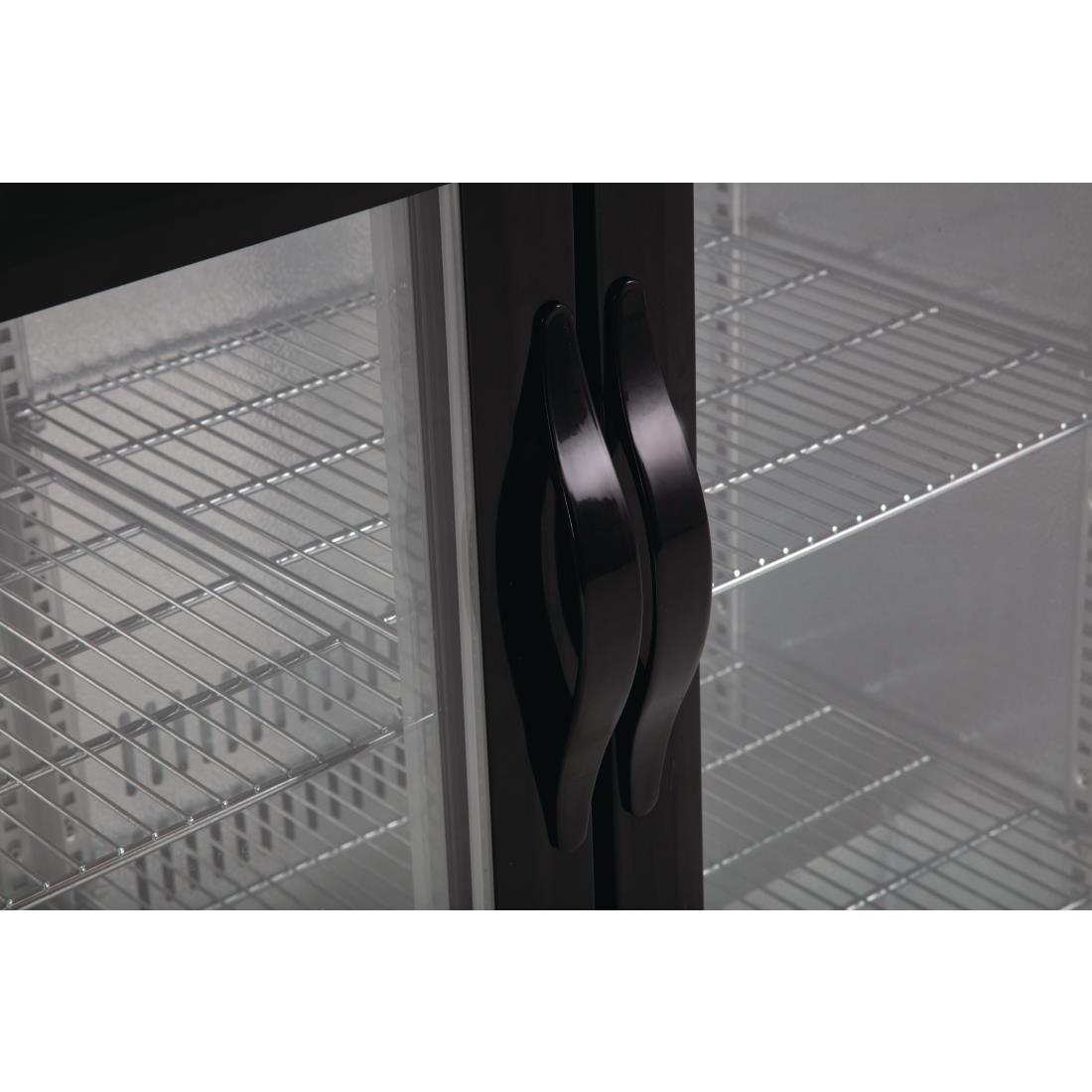 Polar Back Bar Cooler with Hinged Doors in Black 330Ltr