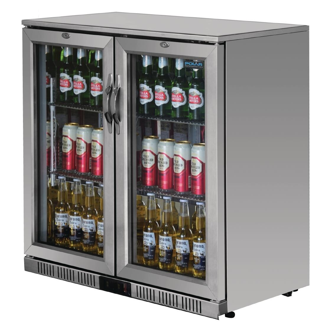 Polar Back Bar Cooler with Hinged Doors in Stainless Steel 208Ltr