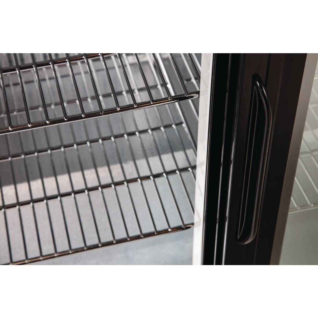 Polar Back Bar Cooler with Sliding Doors in Black 198Ltr