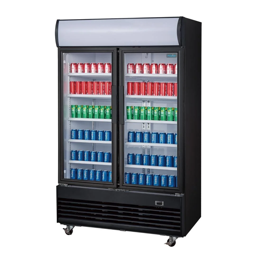 Polar G-Series Upright Hinged Door Display Cooler with Light Box 950Ltr Black - Image 4