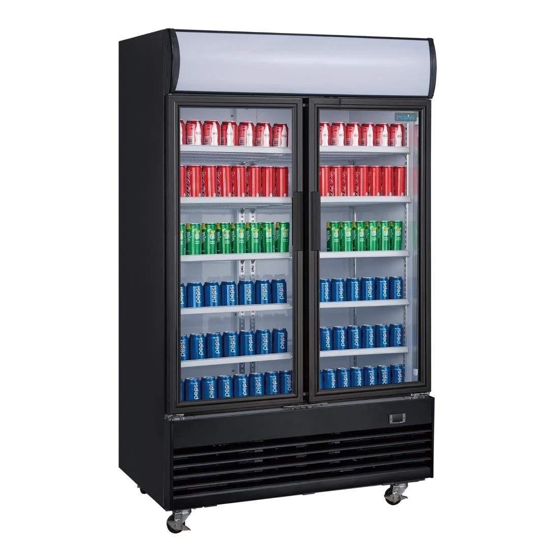 Polar G-Series Upright Hinged Door Display Cooler with Light Box 950Ltr Black - Image 5