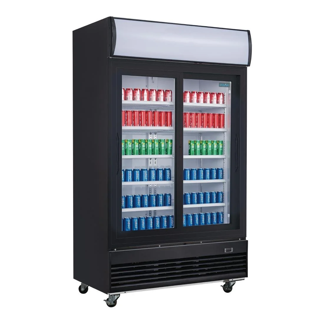 Polar G-Series Upright Sliding Door Display Cooler with Light Box 950Ltr Black - Image 4