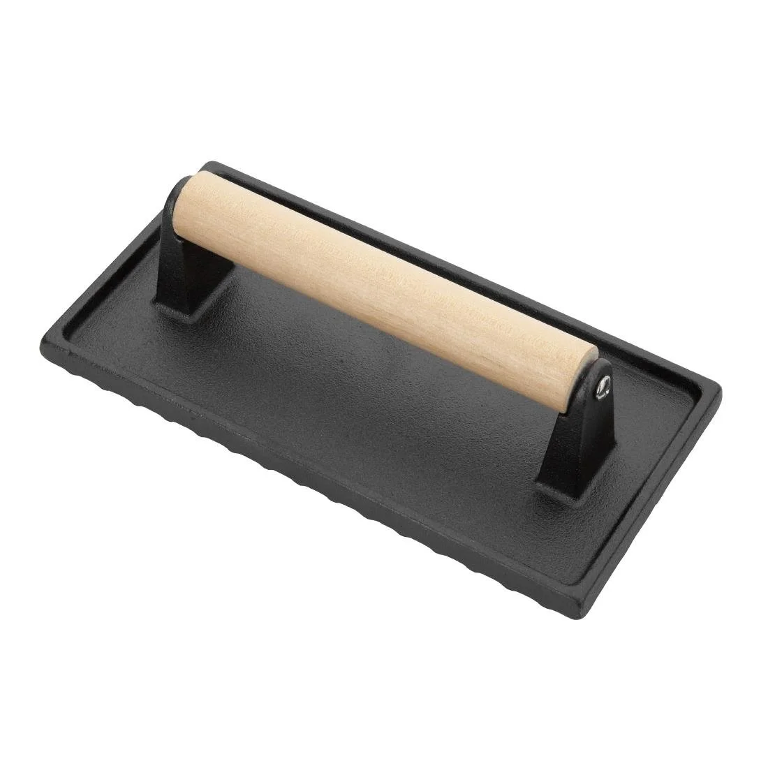 Vogue Cast Iron Steak Weight with Wood Handle - Image 1