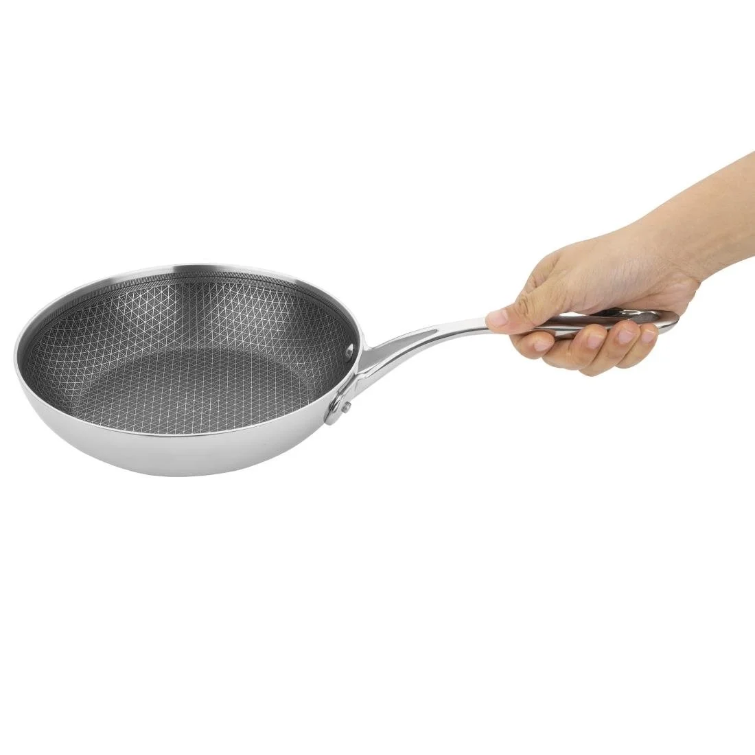 Vogue Tri-Shield Stainless Steel Frying Pan with Clad Coating 20cm - Image 4
