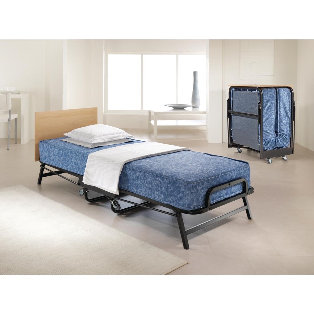 Jay-Be Contract Folding Bed with Water Resistant Mattress Single in Black Colour