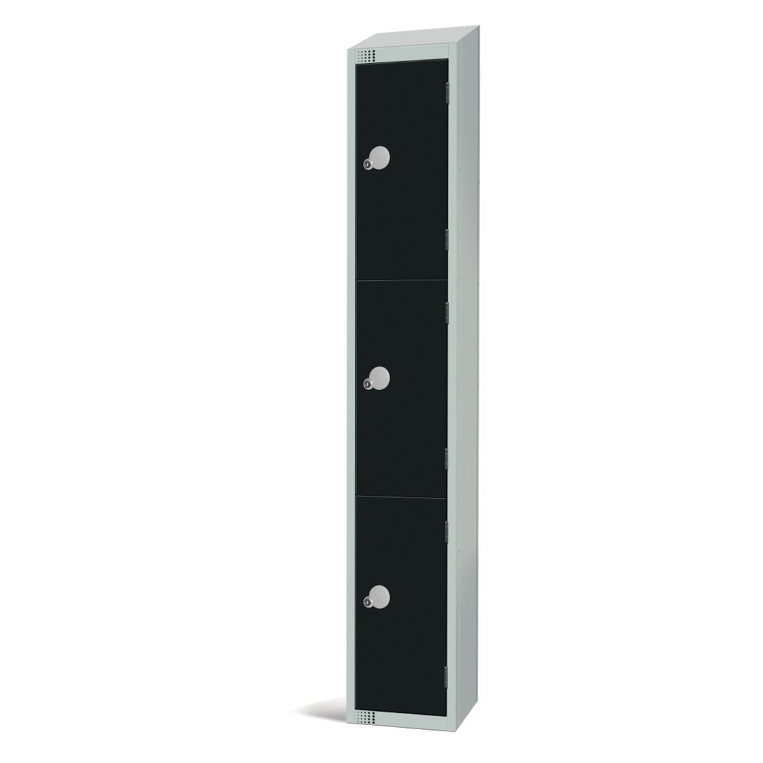 Elite Three Door Manual Combination Locker Locker Black with sloping top