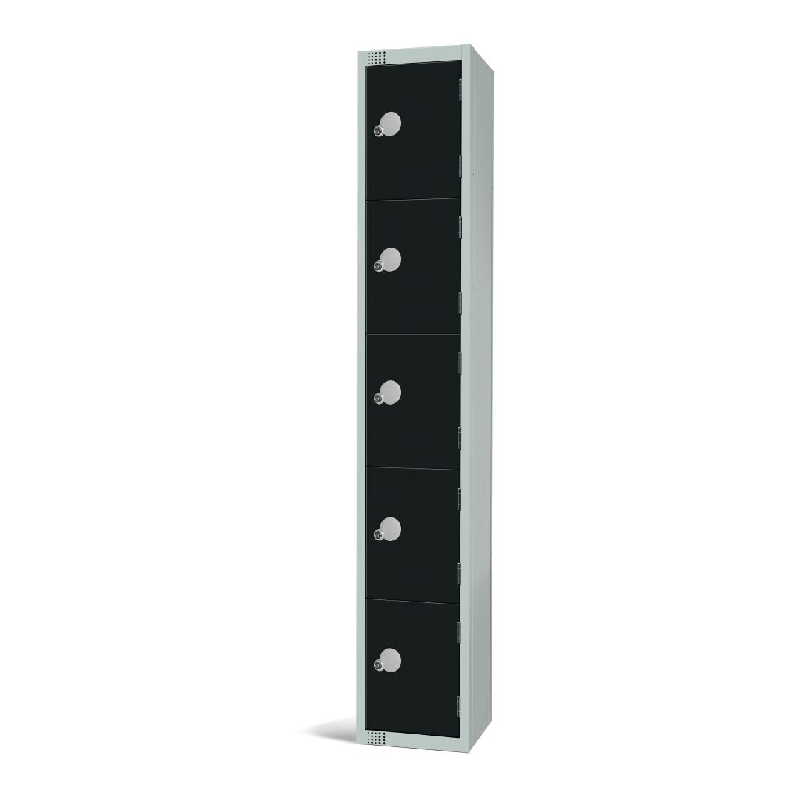 Elite Five Door Coin Return Locker Black