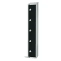 Elite Five Door Coin Return Locker with Sloping Top Black