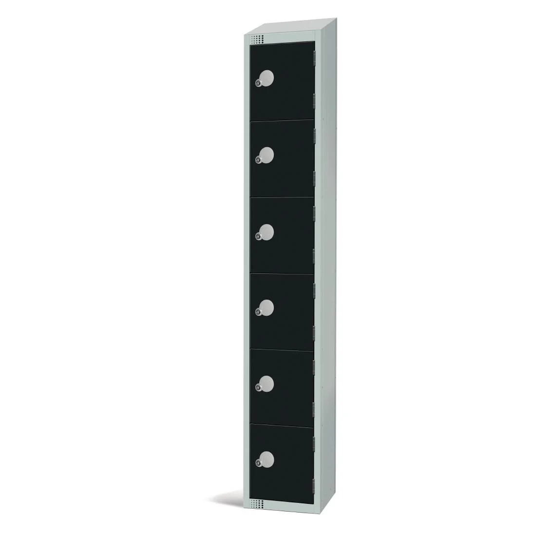 Elite Six Door Camlock Locker with Sloping Top Black