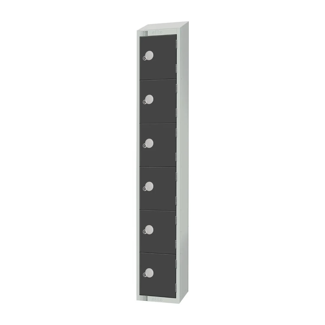 Elite Six Door Camlock Locker with Sloping Top Graphite Grey