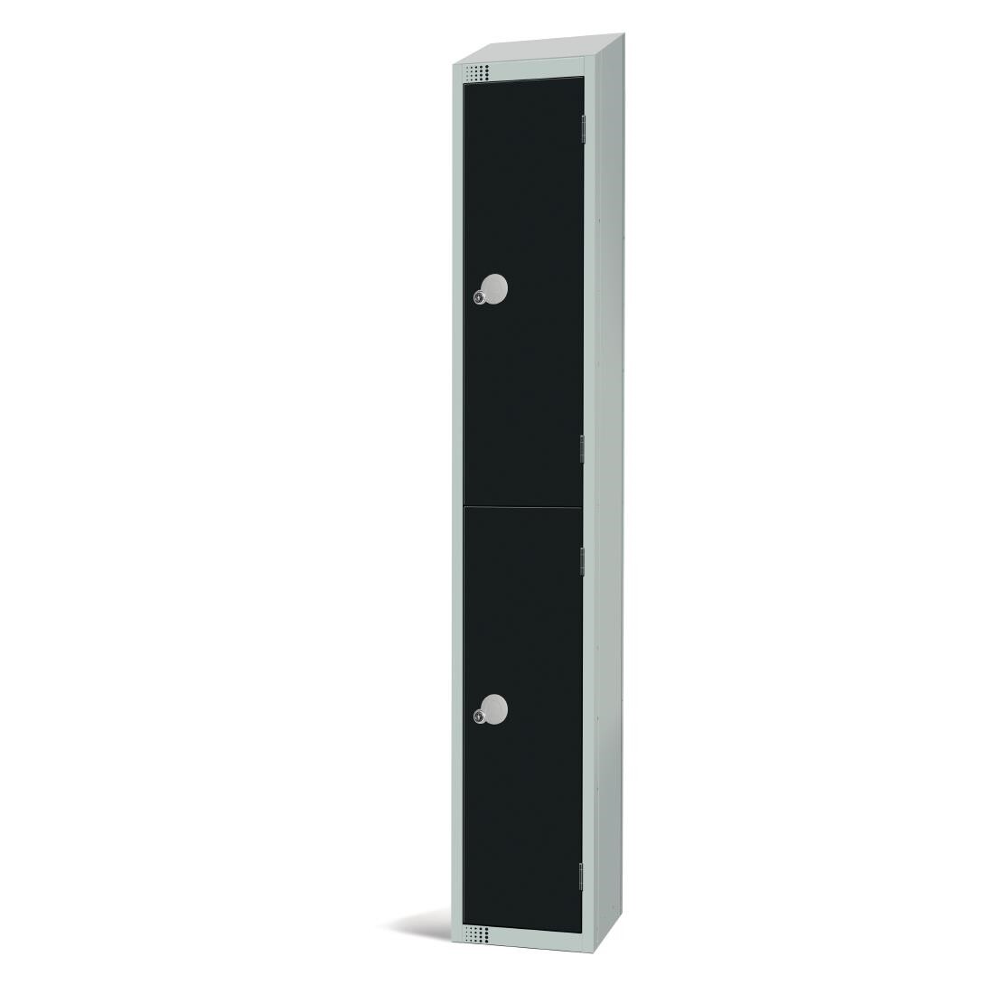 Elite Double Door Padlock Locker with Sloping Top Black