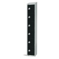 Elite Six Door Padlock Locker with Sloping Top Black.