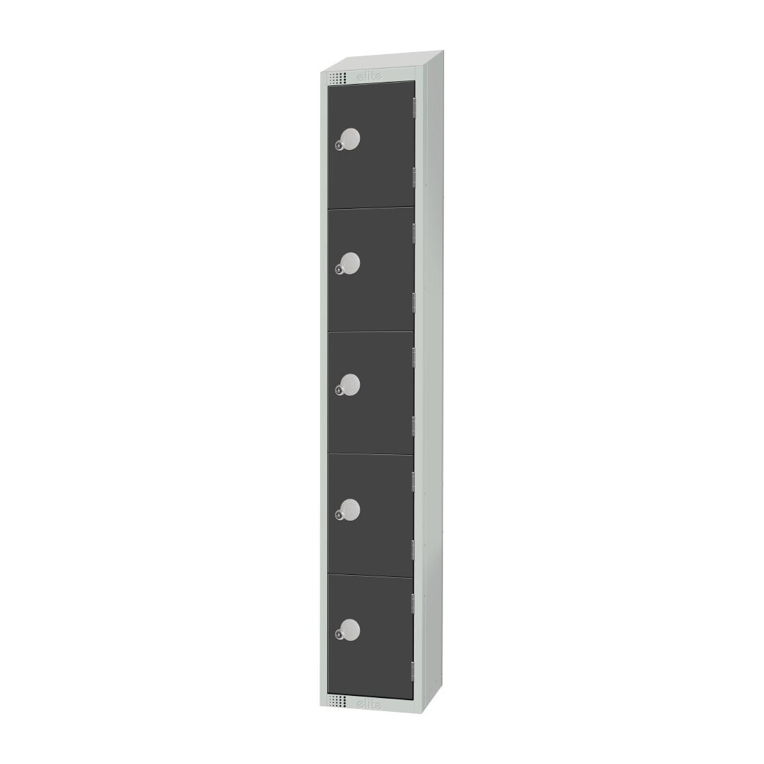 Elite Five Door Coin Return Locker with Sloping Top Graphite Grey
