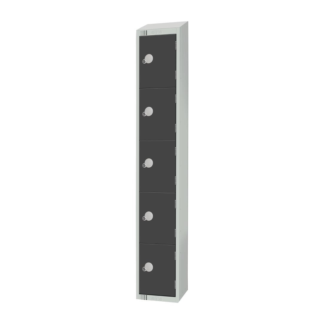 Elite Five Door Padlock Locker Graphite Grey with Sloping Top