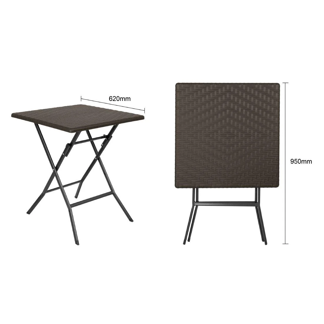 Bolero Square Folding Table Brown 620mm - Image 5
