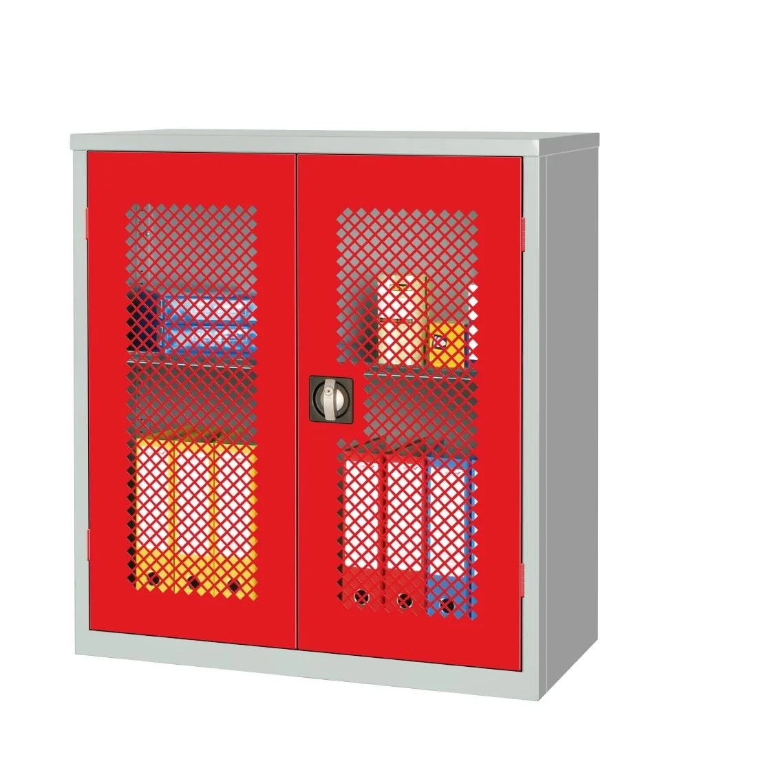 Mesh-Fronted Stock Control Cupboard Red