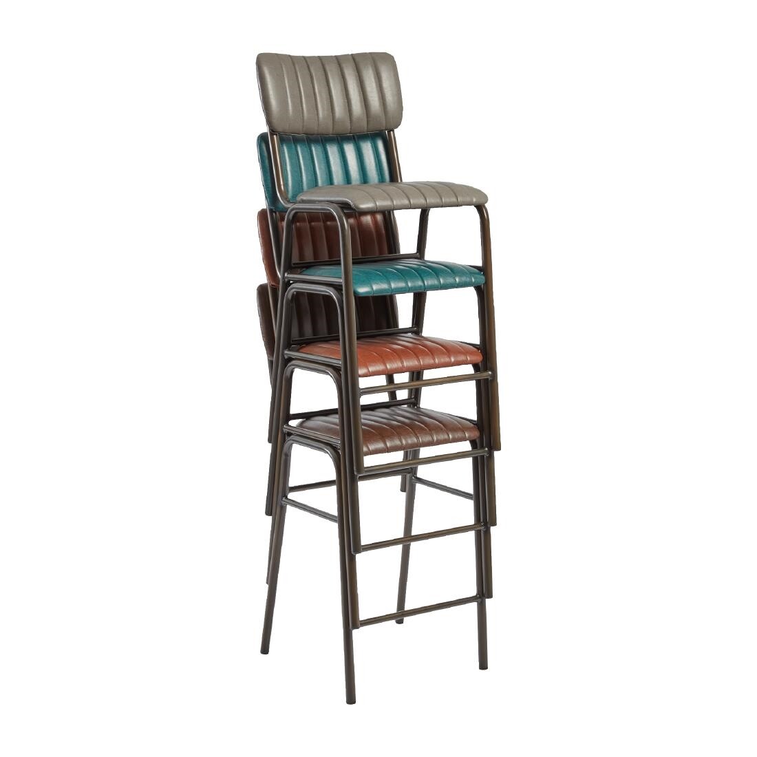 Tavo Stacking Mid Bar Stool Vintage Dark Grey (Pack of 2)