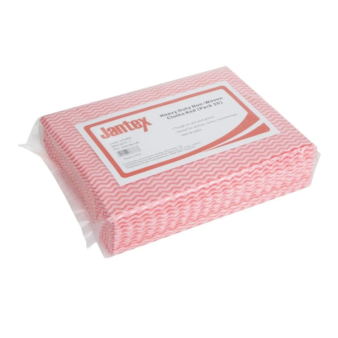 Jantex Heavy Duty Non-Woven Cloths Red (25 Pack) - Image 1