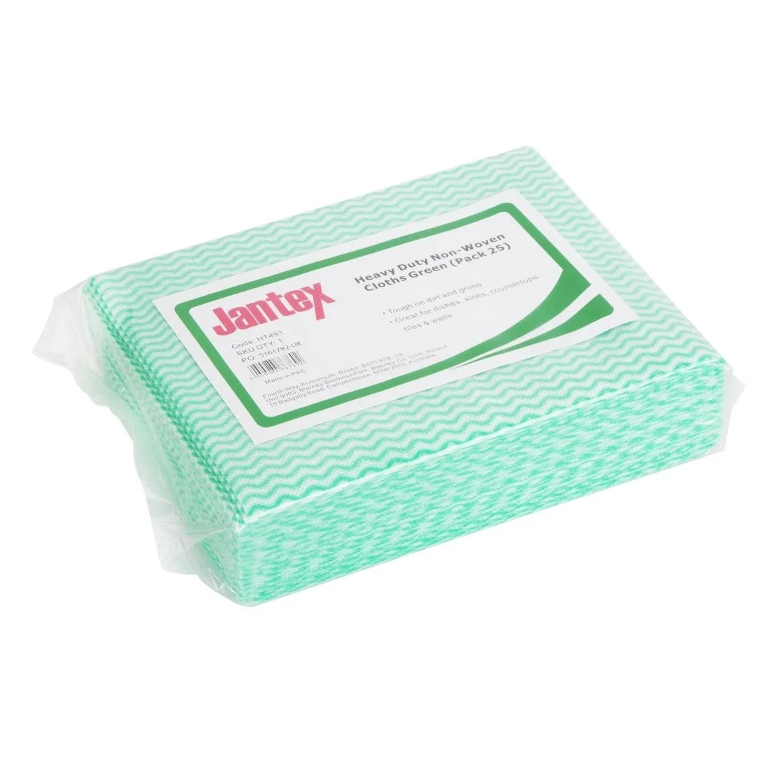 Jantex Heavy Duty Non-Woven Cloths Green (25 Pack) - Image 1