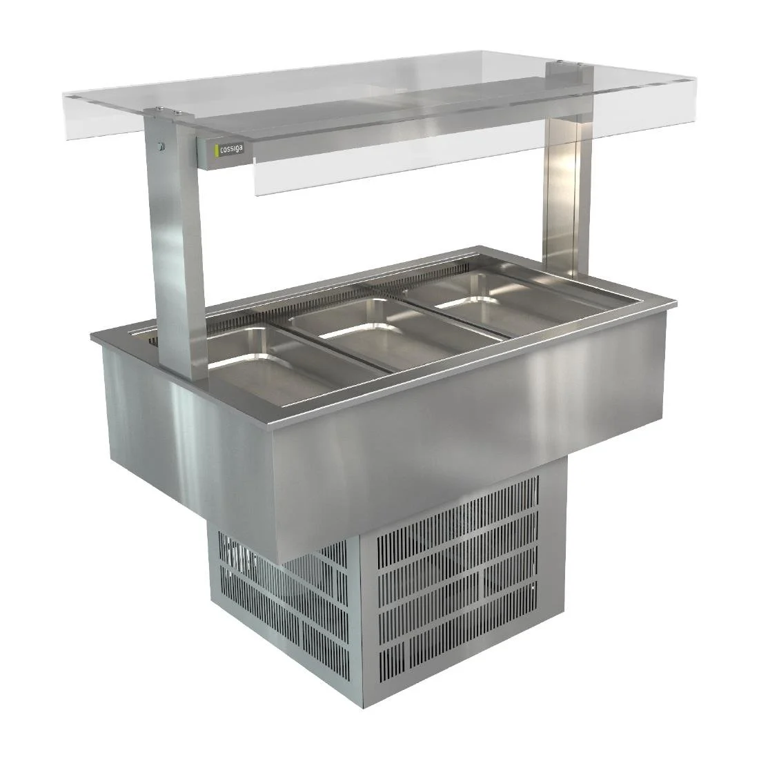 Cossiga Linear Series Drop-in Refrigerated Well w/Flat Top Sneeze Guard