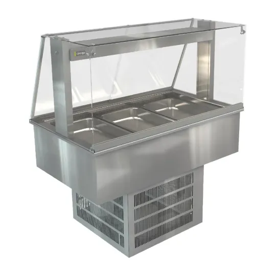 Cossiga Linear Series Drop-in Refrigerated Well w/Full Square Glass Gantry