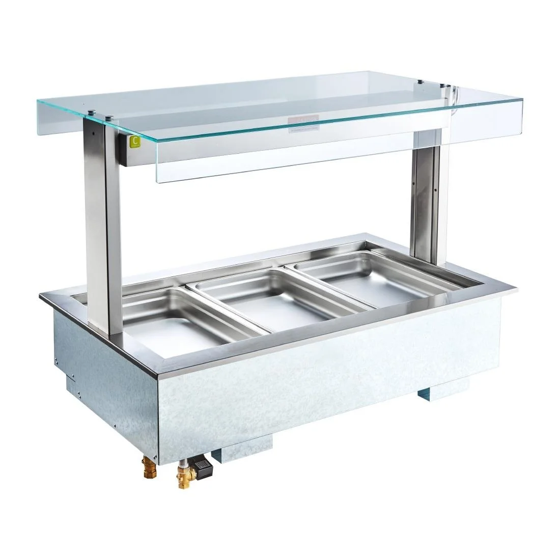 Cossiga Linear Series Drop-in Bain Marie w/Flat Top Sneeze Guard - Image 1