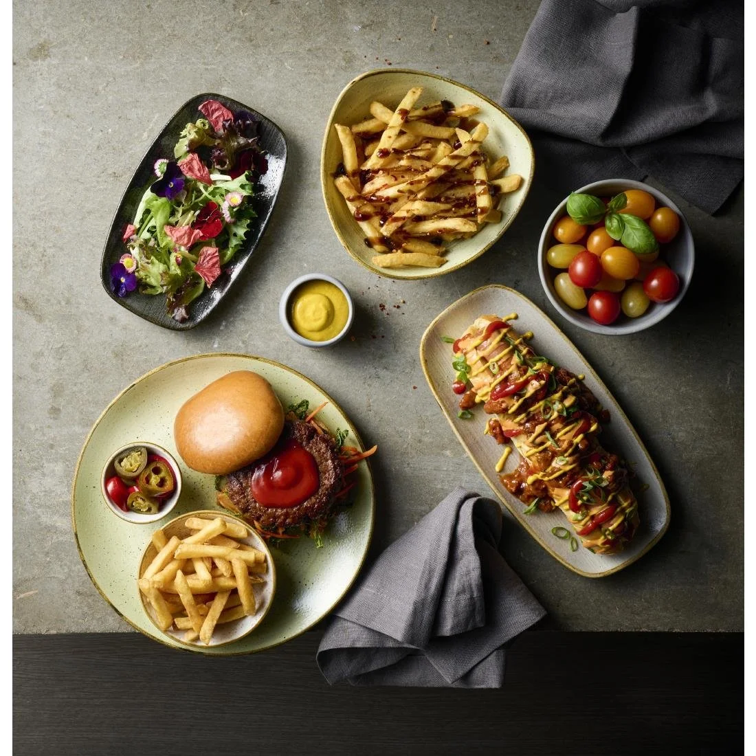 Churchill Stonecast Raw Black Chefs Oblong Plates 270 x 127mm (12 Pack) - Image 2