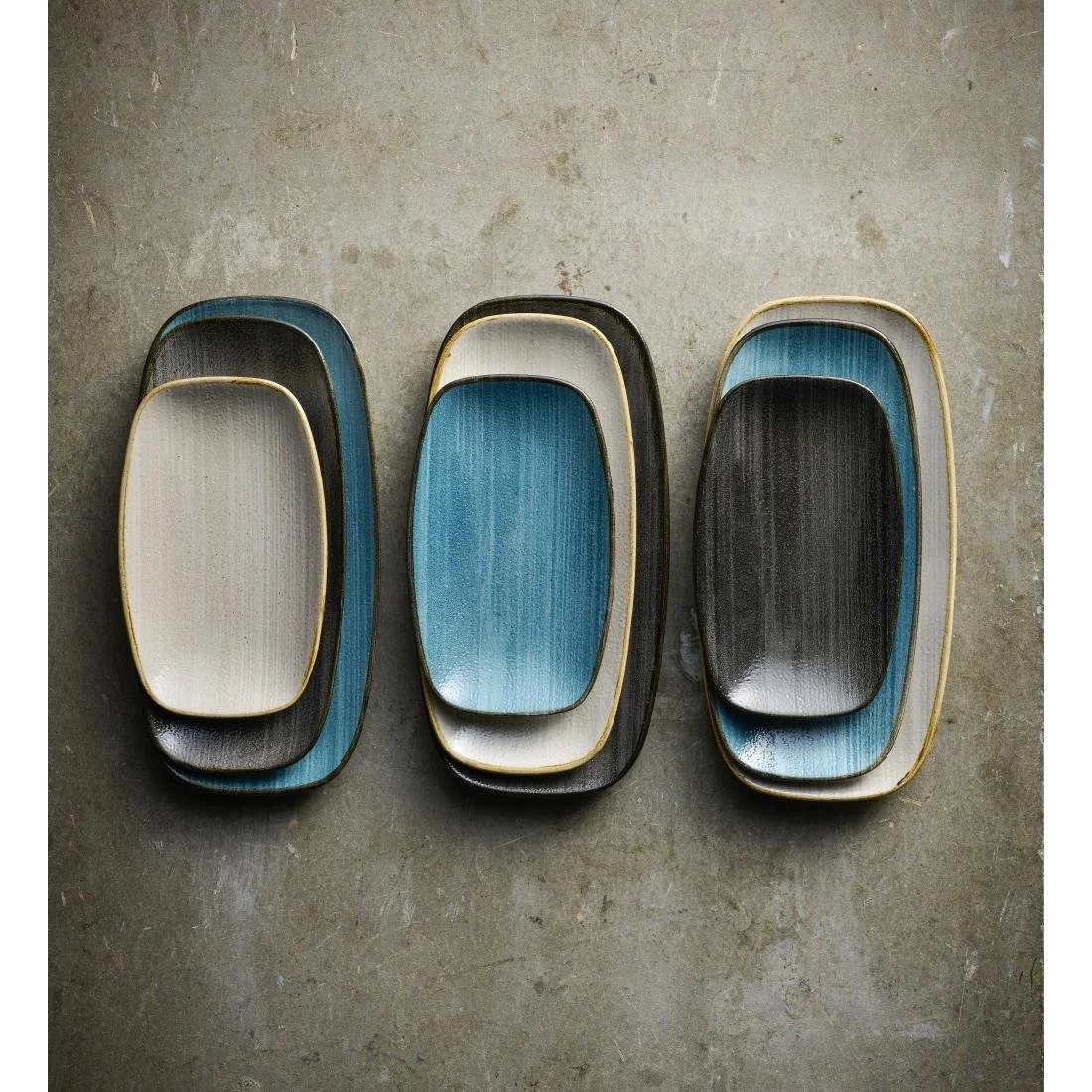 Churchill Stonecast Raw Black Chefs Oblong Plates 270 x 127mm (12 Pack) - Image 3