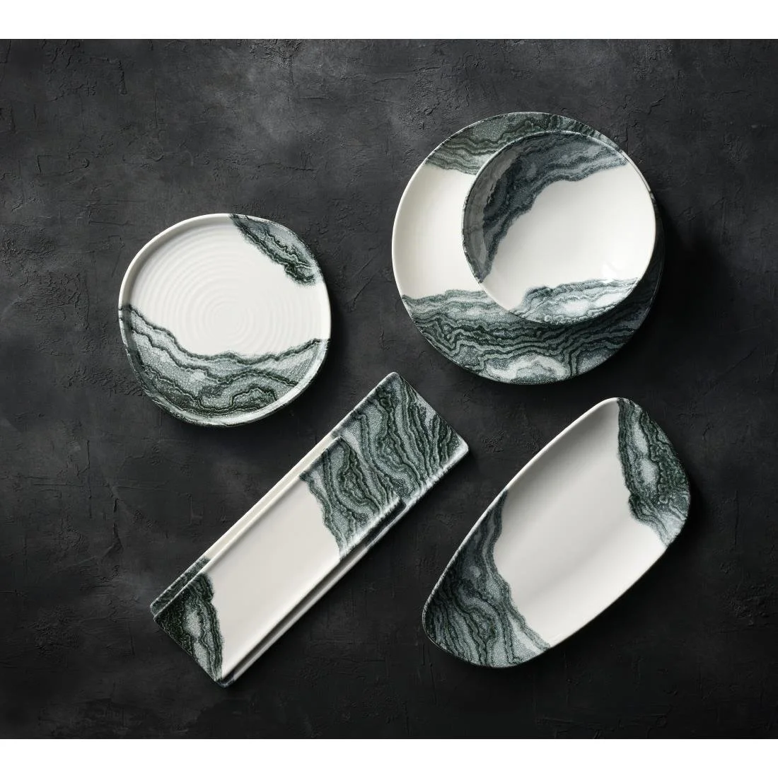 Churchill Tide Black Chefs Geo Plates 280 x 153mm (12 Pack) - Image 2