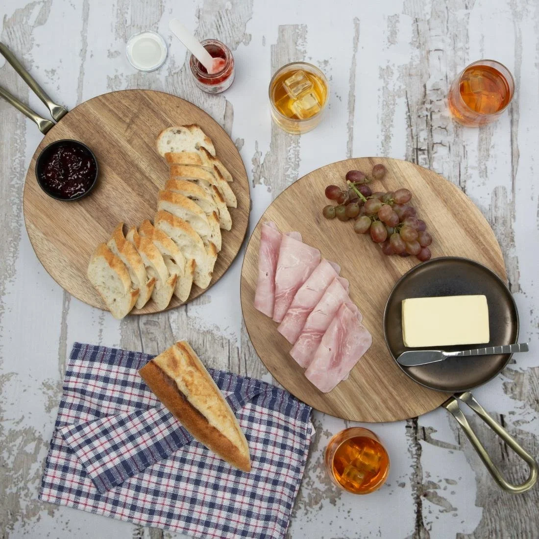 Olympia Round Paddle Board Acacia Wood Metal Handle 505x356mm - Image 6